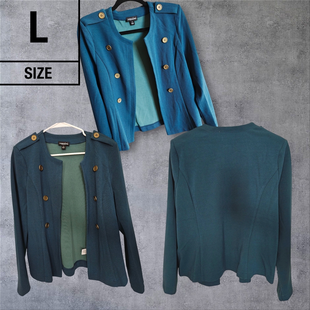 Teal Button Open Blazer L